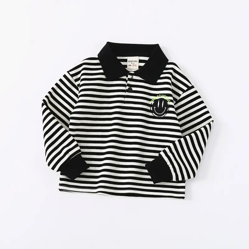 Kids Striped Polo T-Shirt Boys 2024 Korean Style