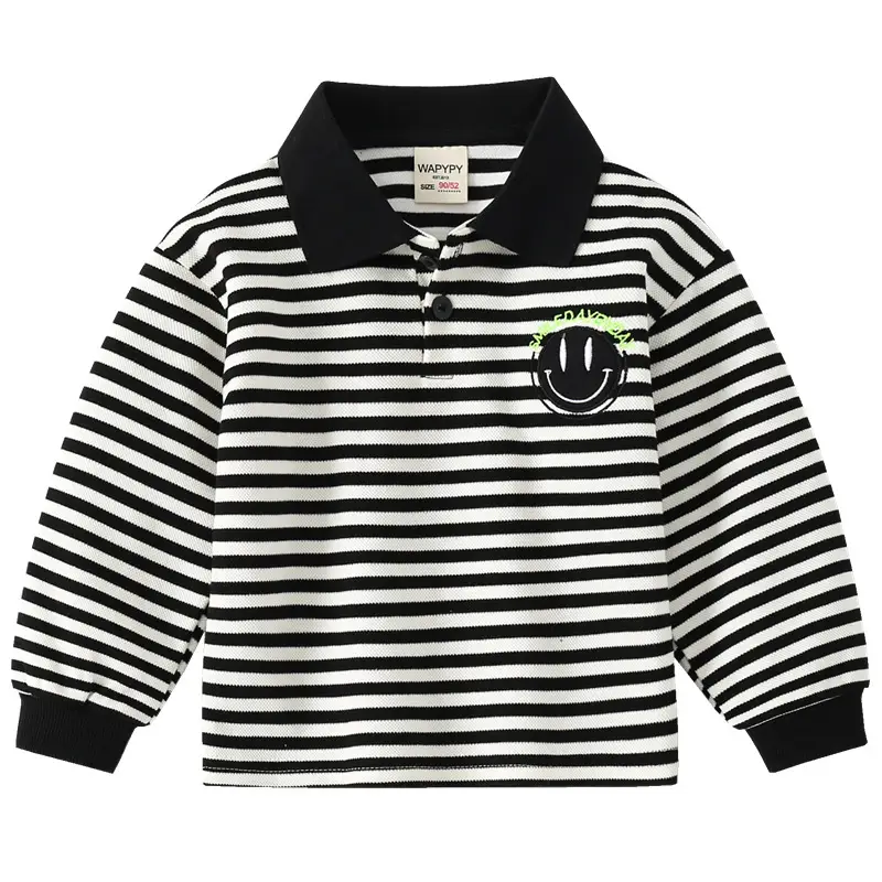 Kids Striped Polo T-Shirt Boys 2024 Korean Style