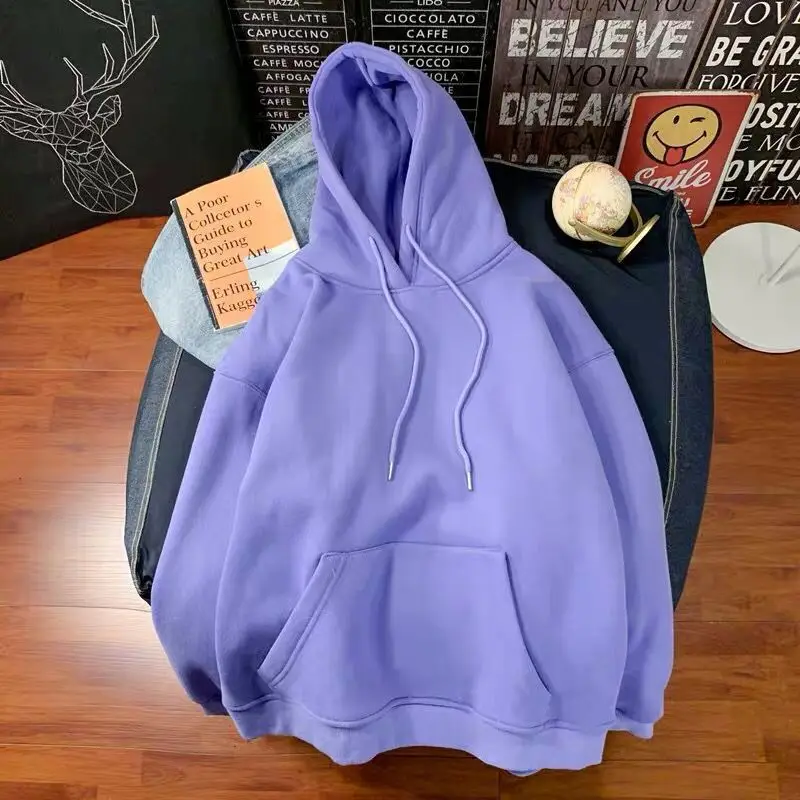 Women Velvet Hoodie Purple Spring Autumn Wear
