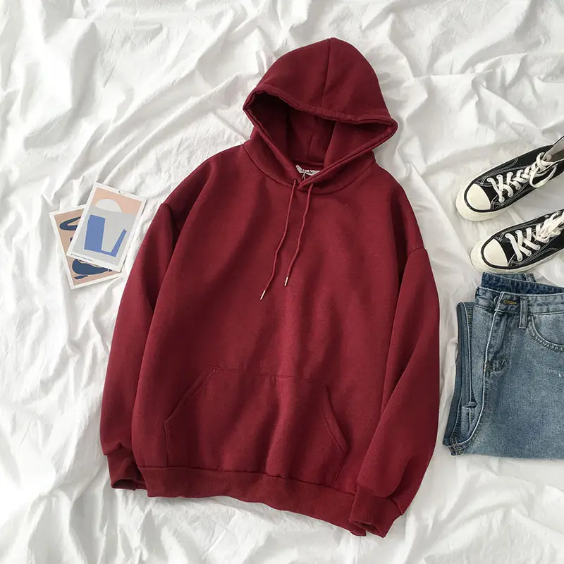 Women Velvet Hoodie Purple Spring Autumn Wear