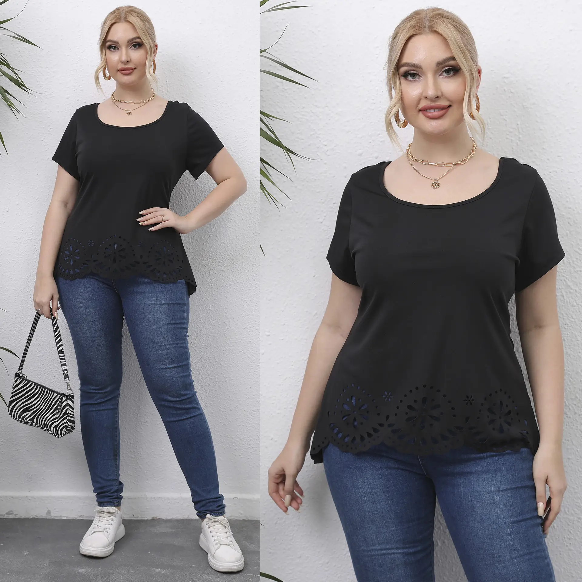 Women's Black Burned Flower Short Sleeve Jacket Casual 2021 - Image 3