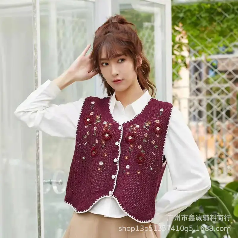 Embroidered Knitted Vest Women College Style New Spring Autumn - Image 10