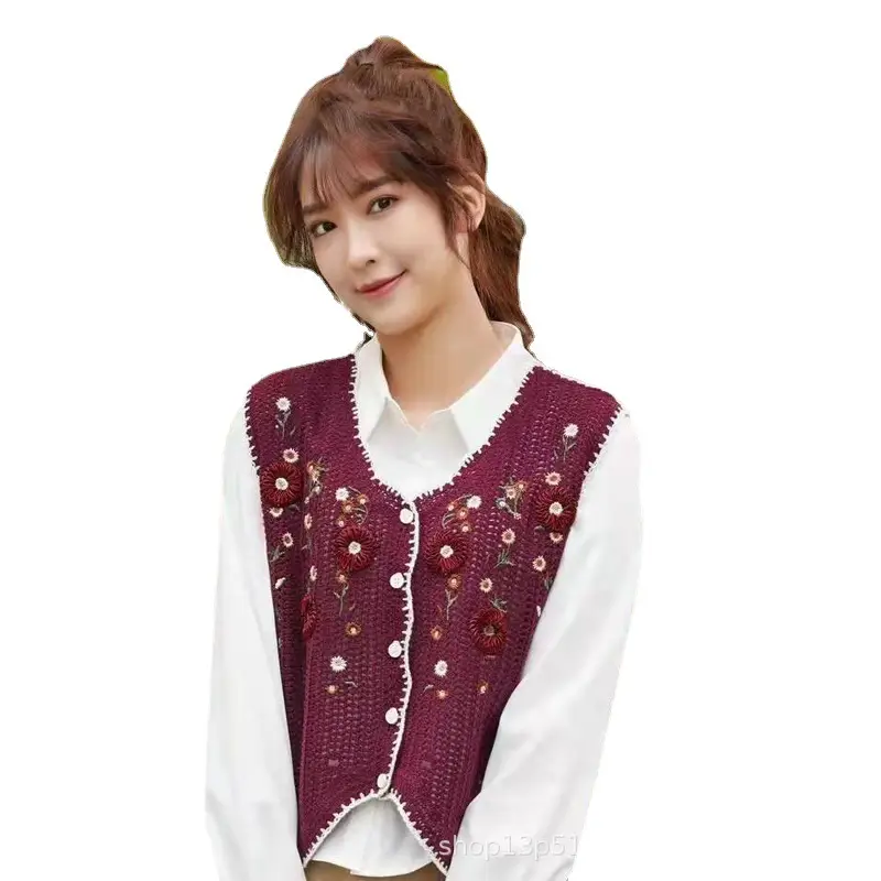 Embroidered Knitted Vest Women College Style New Spring Autumn - Image 12