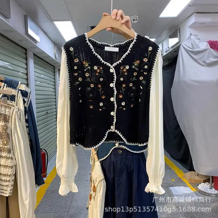 Embroidered Knitted Vest Women College Style New Spring Autumn - Image 2