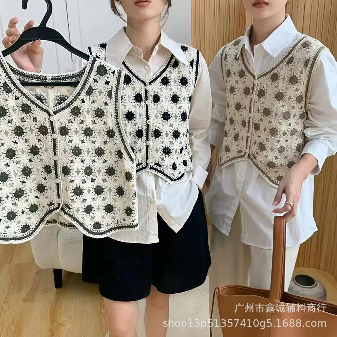 Embroidered Knitted Vest Women College Style New Spring Autumn - Image 5