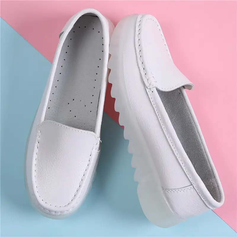 in stock nurse shoes women's round toe spring new comfortable soft bottom not tired feet non-slip breathable thick bottom all-match white shoes - Image 4