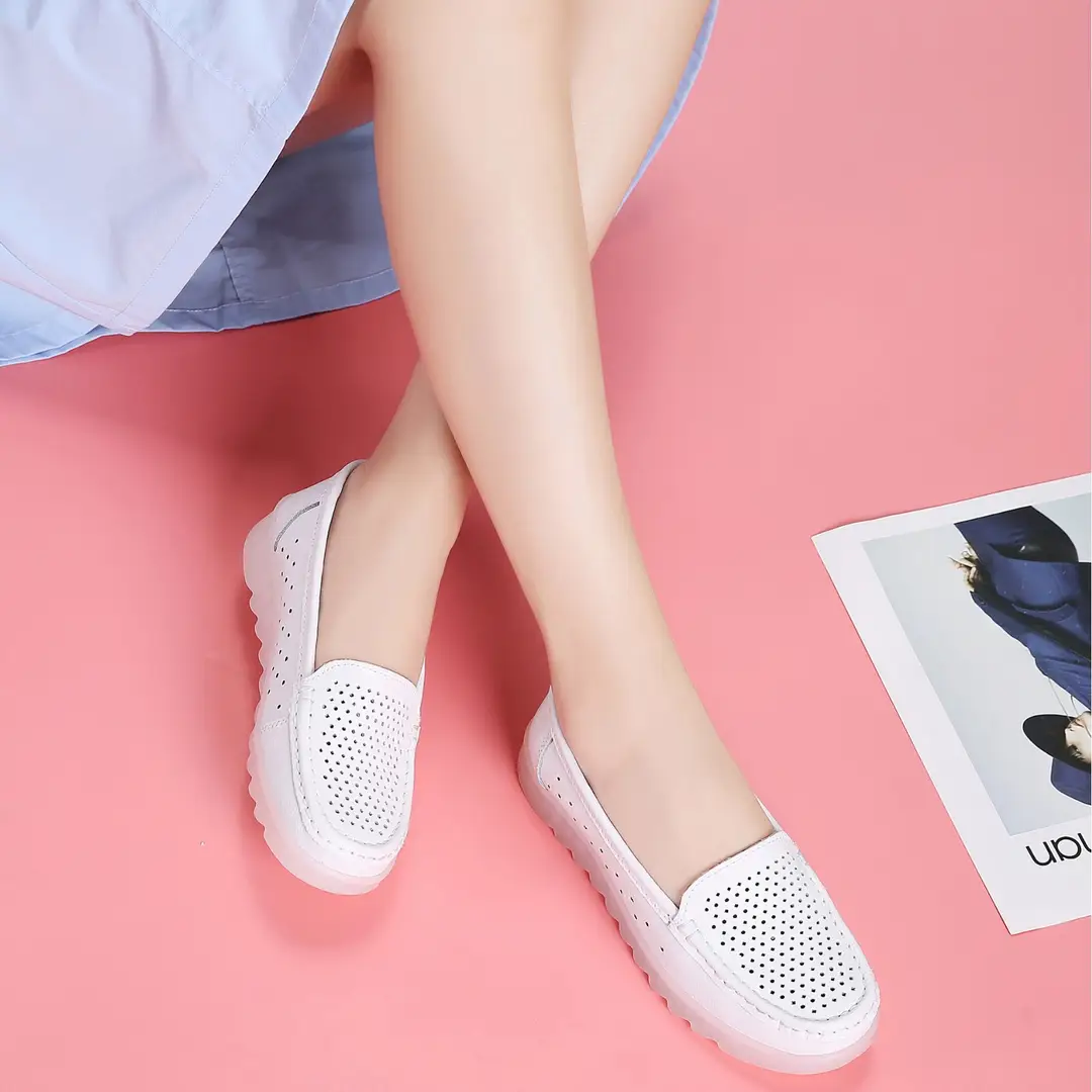 in stock nurse shoes women's round toe spring new comfortable soft bottom not tired feet non-slip breathable thick bottom all-match white shoes - Image 5