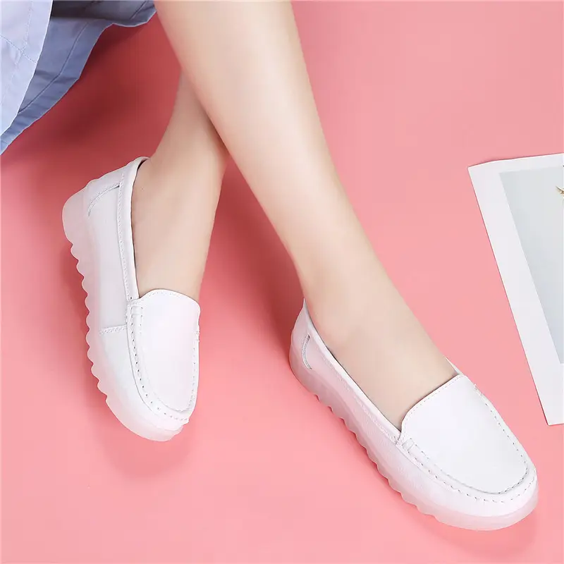 in stock nurse shoes women's round toe spring new comfortable soft bottom not tired feet non-slip breathable thick bottom all-match white shoes - Image 6