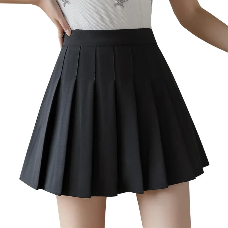 Women Pleated Skirt Gray Slimming Winter Summer - Image 24