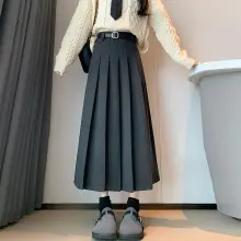 Women Pleated Skirt Gray Slimming Winter Summer — feature 6