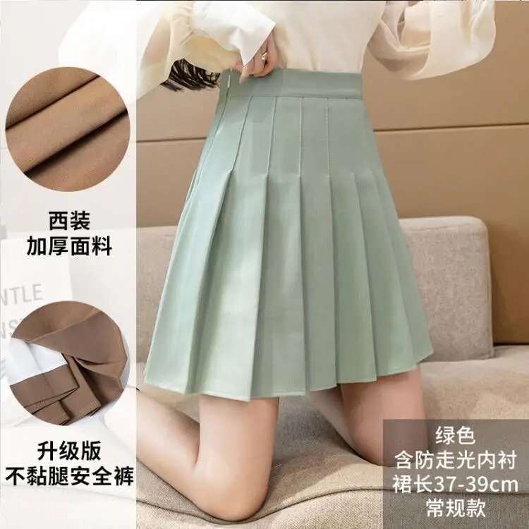 Women Pleated Skirt Gray Slimming Winter Summer - Image 15