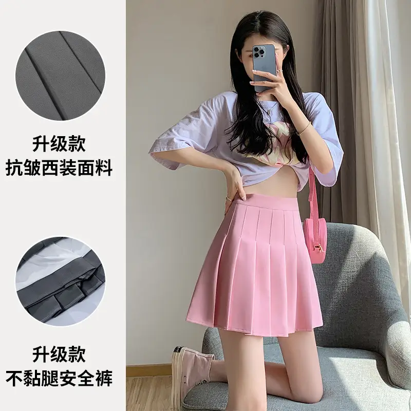Women Pleated Skirt Gray Slimming Winter Summer - Image 19