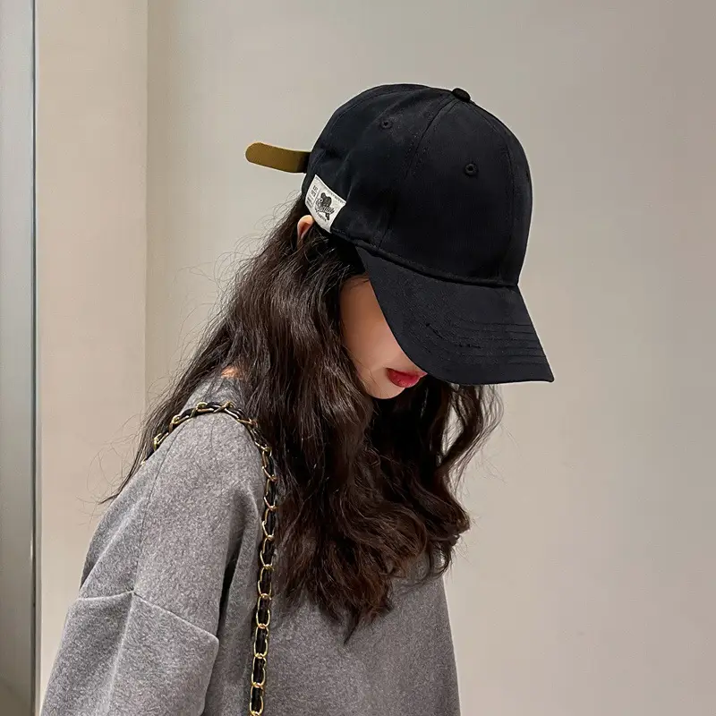 Women Korean Style Black Baseball Cap with Chain Strap - Image 6