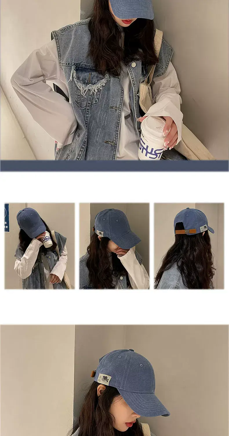 Women Korean Style Black Baseball Cap with Chain Strap — feature 10