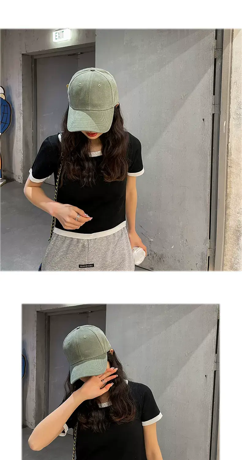 Women Korean Style Black Baseball Cap with Chain Strap — feature 12