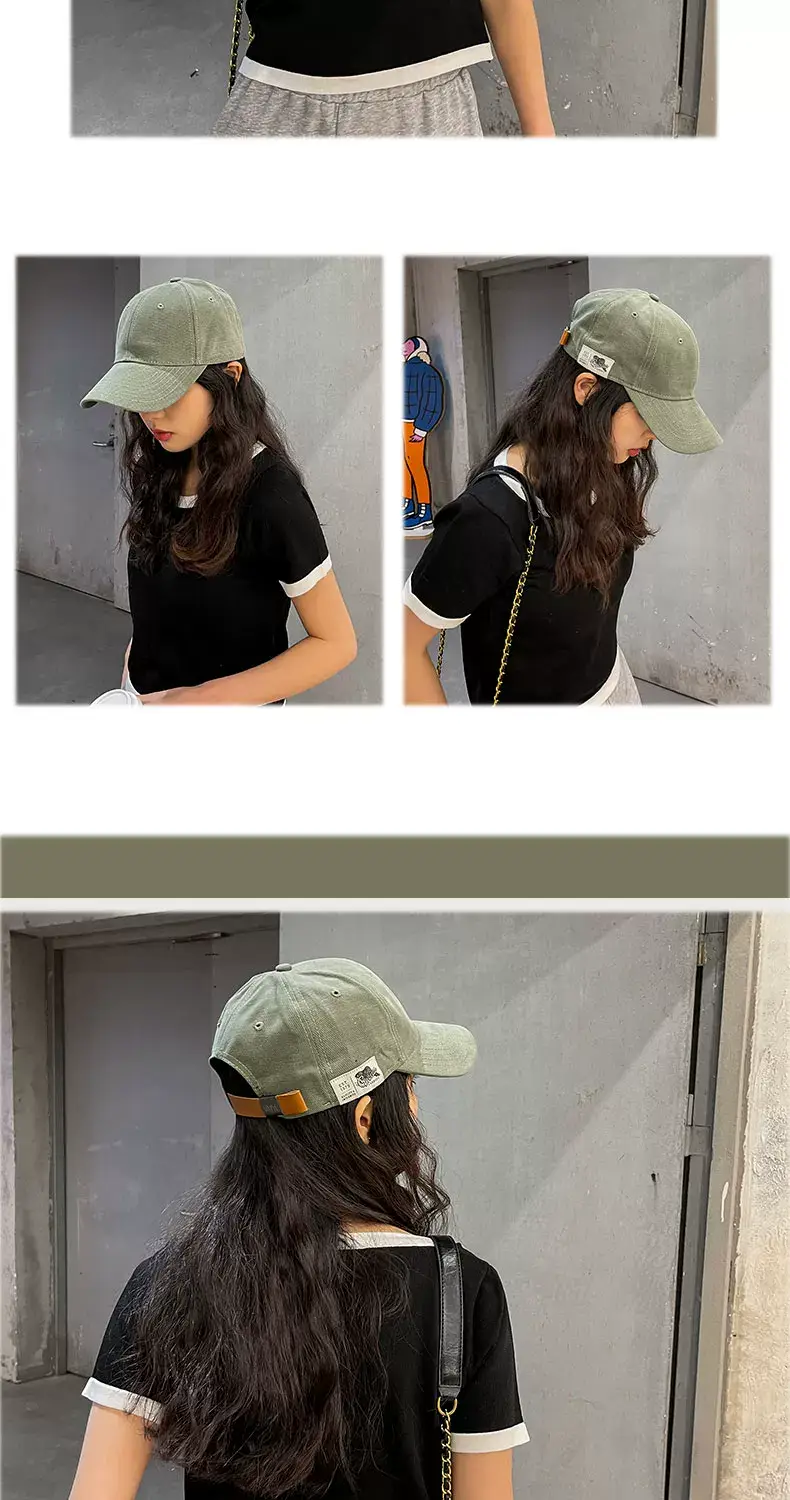Women Korean Style Black Baseball Cap with Chain Strap — feature 13
