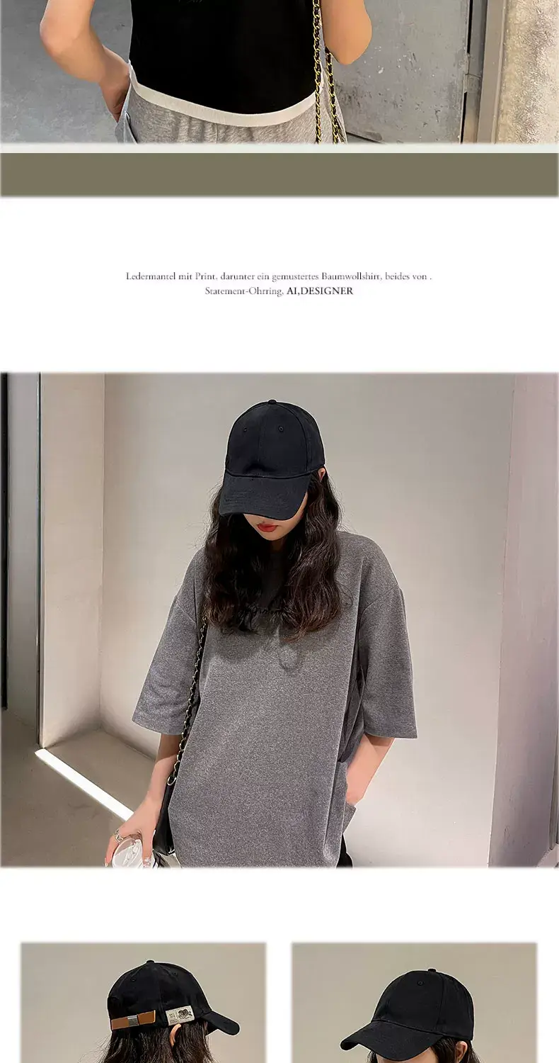 Women Korean Style Black Baseball Cap with Chain Strap — feature 14