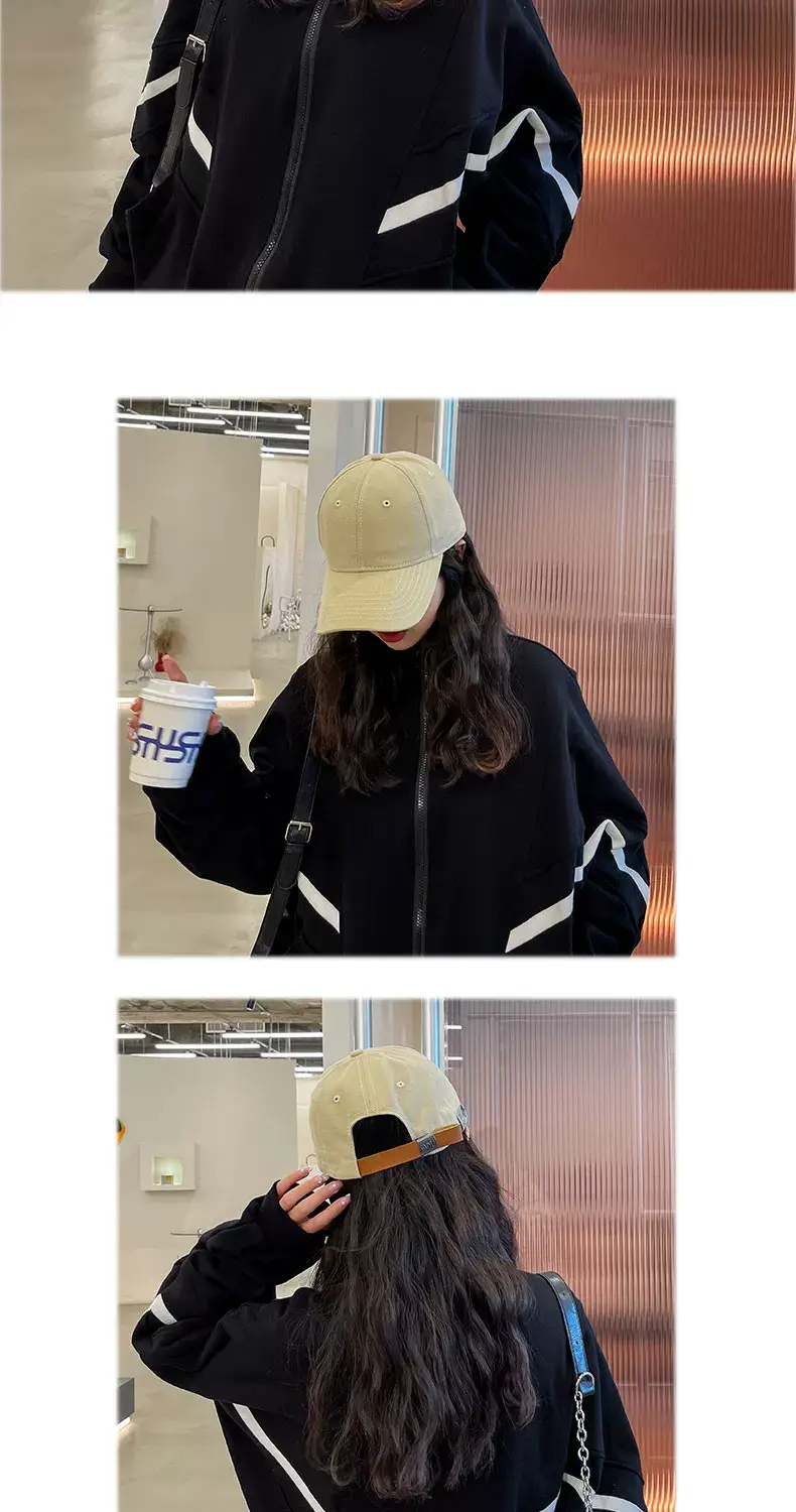 Women Korean Style Black Baseball Cap with Chain Strap — feature 7