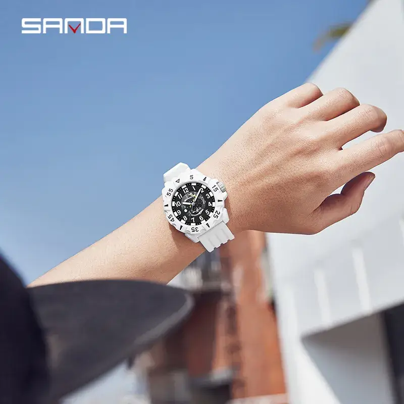 Sanda Black Silicone Watch for Men Women - Image 4