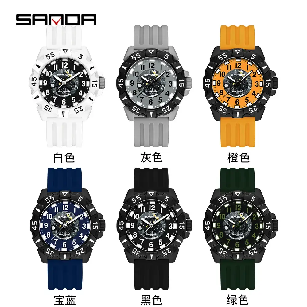 Sanda Black Silicone Watch for Men Women - Image 7