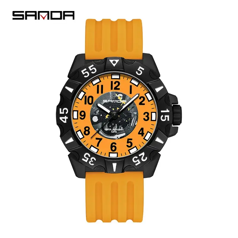 Sanda Black Silicone Watch for Men Women - Image 8