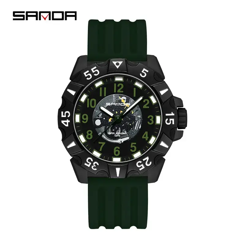 Sanda Black Silicone Watch for Men Women - Image 2