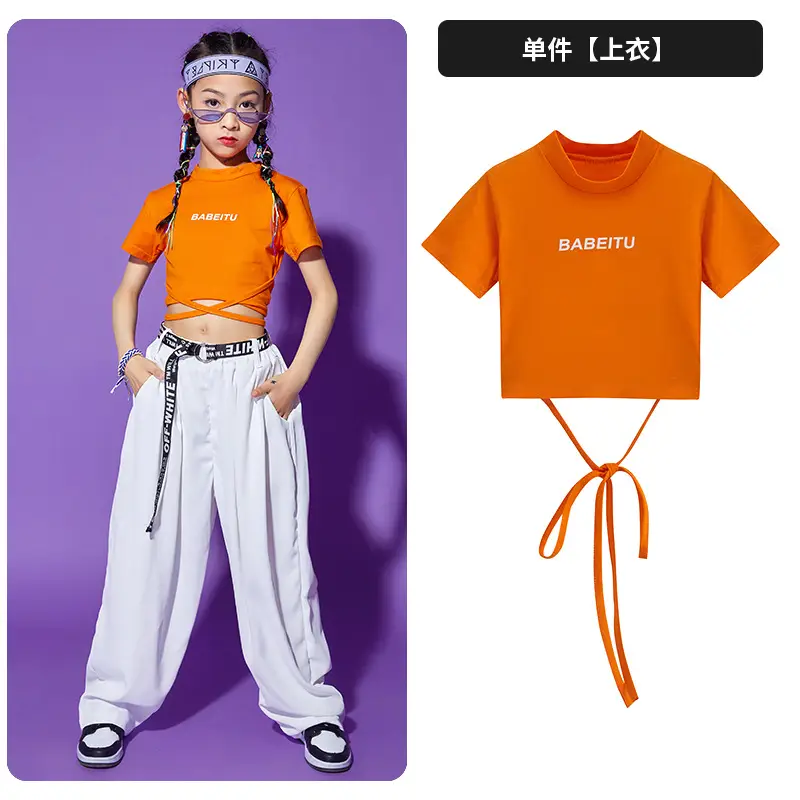 Orange lace-up short sleeves