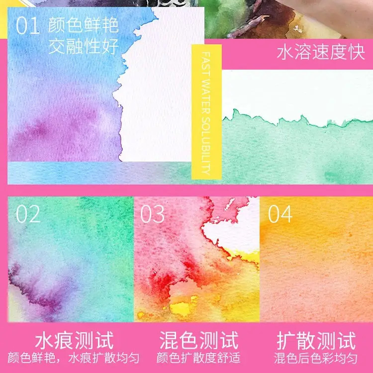 Margrit solid watercolor cross-border wholesale pigment painting gouache entry full set of portable powder cake hand-painted painting