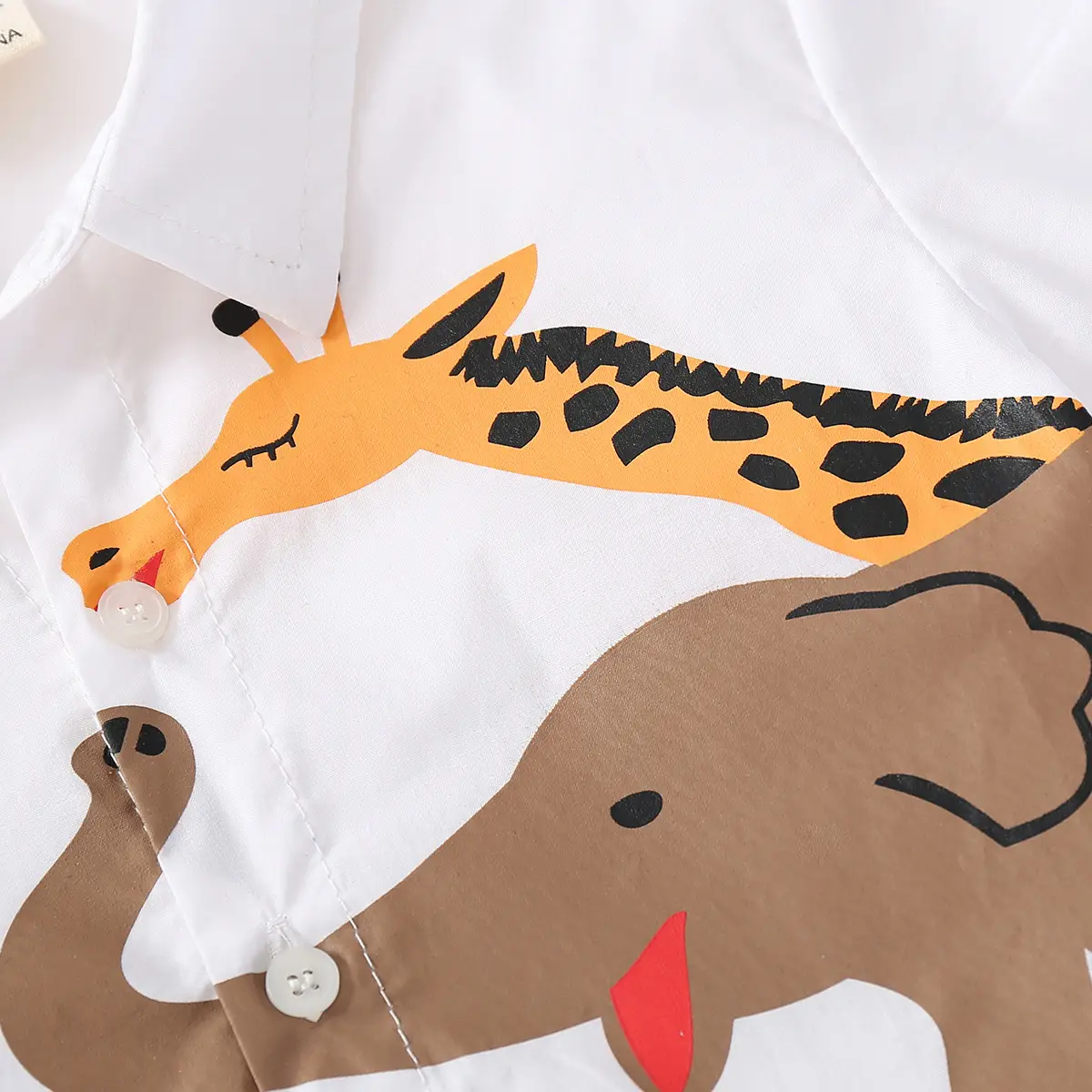 Japanese Style Zebra Giraffe T-Shirt for Boys Light Blue