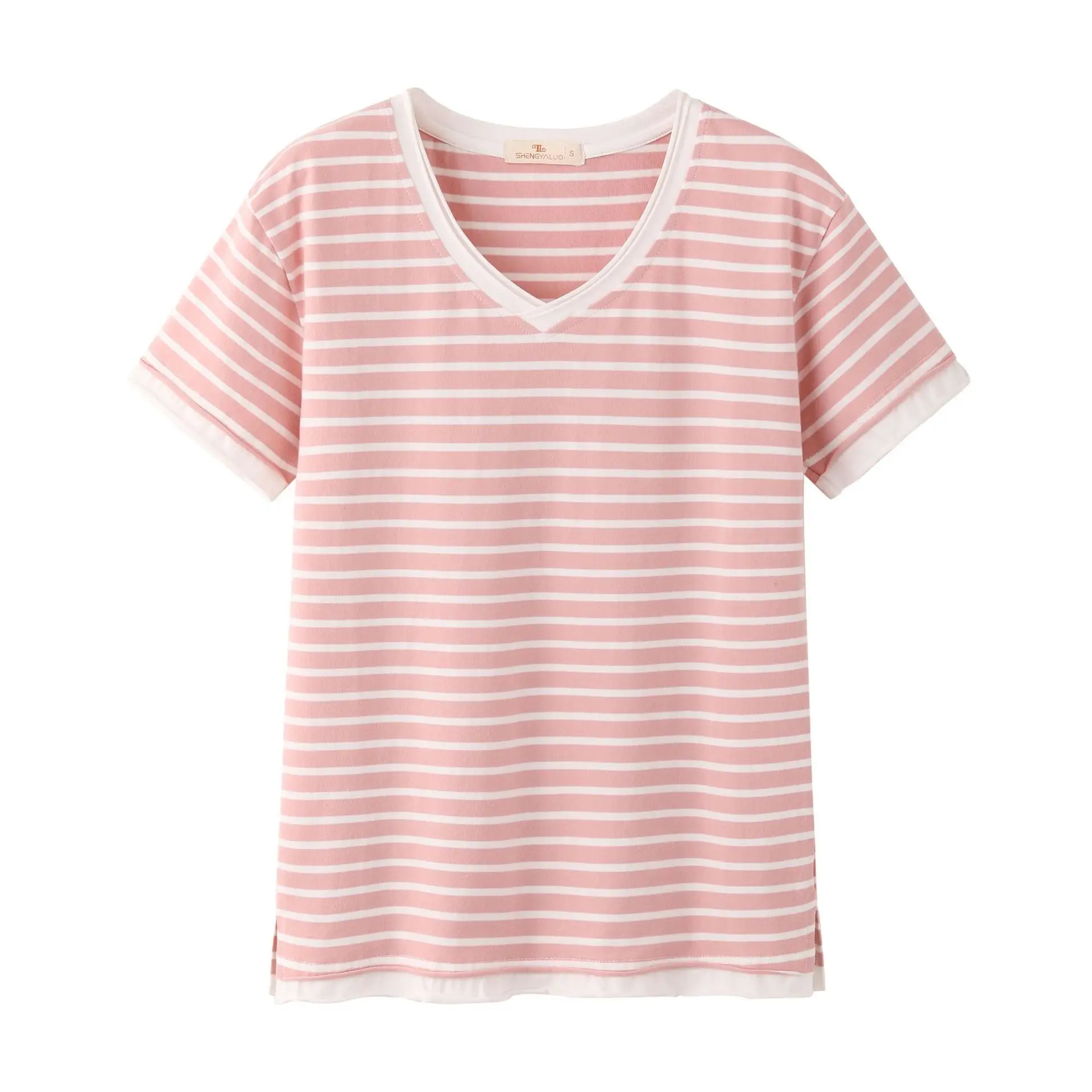 Women Cotton Pink Round Neck T-Shirt - Image 12