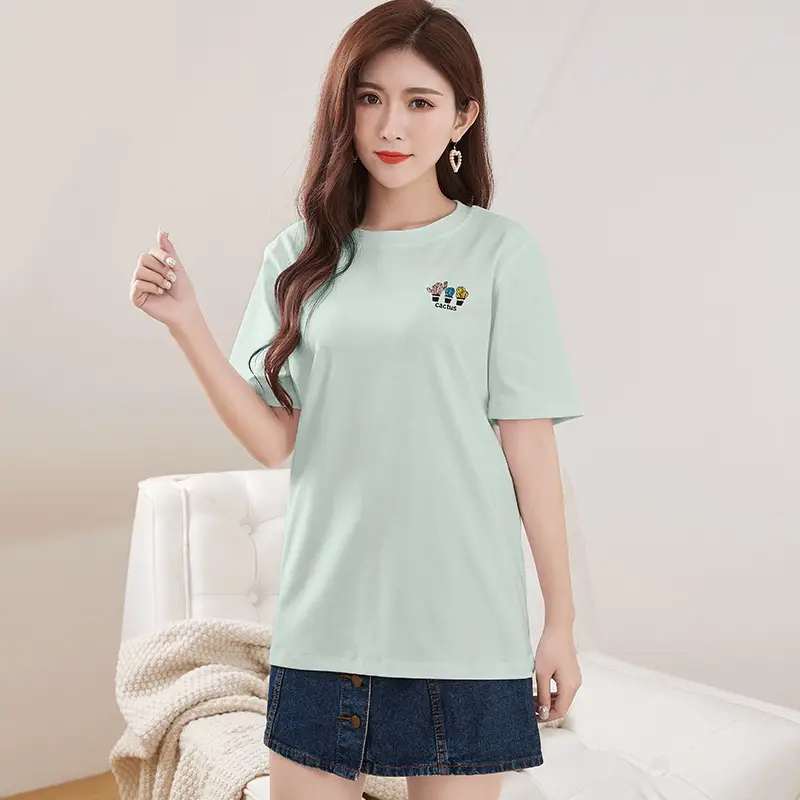 Women Cotton Pink Round Neck T-Shirt - Image 26