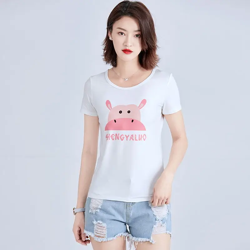 Women Cotton Pink Round Neck T-Shirt - Image 27