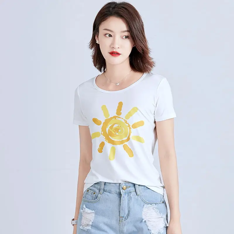 Women Cotton Pink Round Neck T-Shirt - Image 29