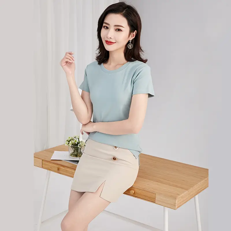 Women Cotton Pink Round Neck T-Shirt - Image 3