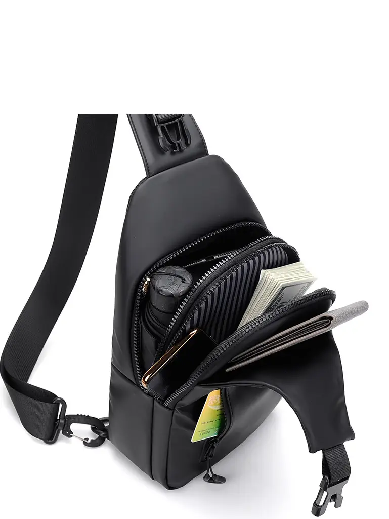 Men's Black PU Shoulder Bag Large Capacity Anti-Splash - Image 5