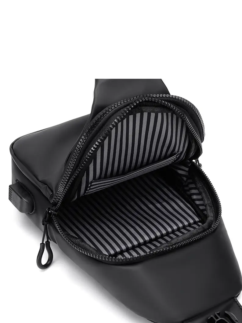 Men's Black PU Shoulder Bag Large Capacity Anti-Splash - Image 6