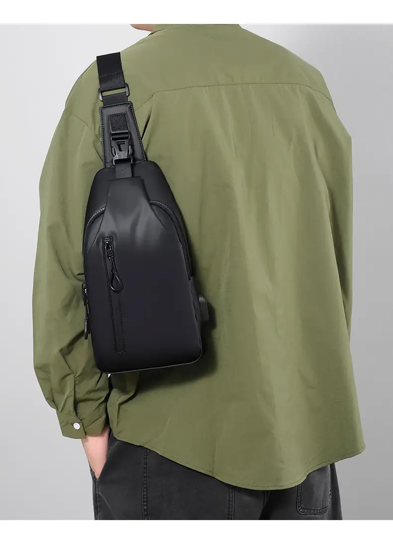 Men's Black PU Shoulder Bag Large Capacity Anti-Splash — feature 19
