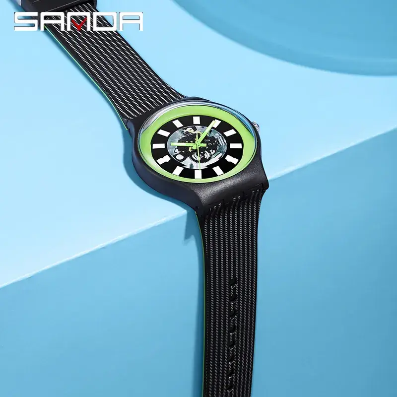 Sanda Men's Pink Silicone Digital Watch Waterproof Fashion - Image 5