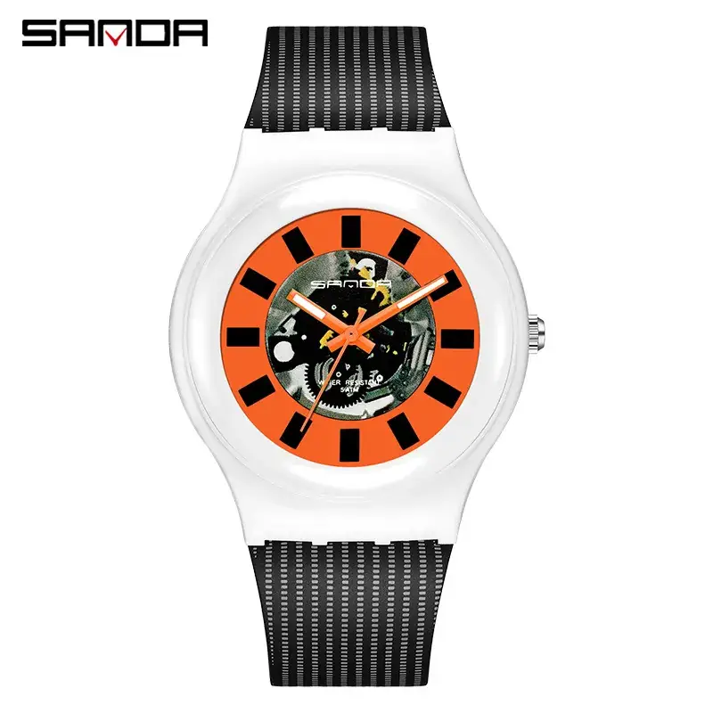 Sanda Men's Pink Silicone Digital Watch Waterproof Fashion - Image 7