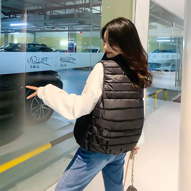Women Quilted Cotton Vest Black White Winter Wear