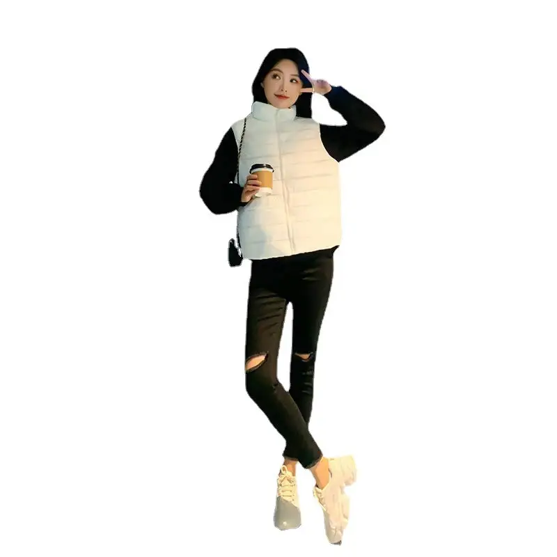 Women Quilted Cotton Vest Black White Winter Wear