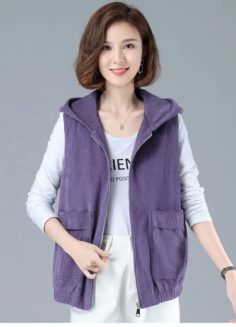 Women Blue Zip Hood Vest Plus Size 2023 — feature 10