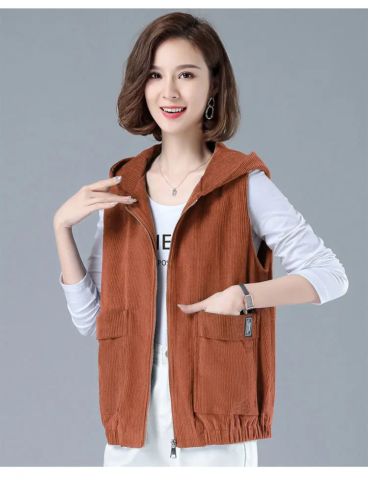 Women Blue Zip Hood Vest Plus Size 2023 — feature 16