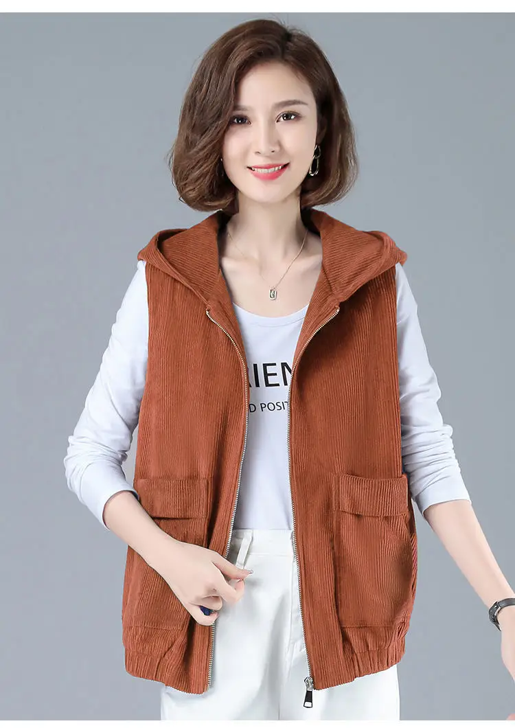 Women Blue Zip Hood Vest Plus Size 2023 — feature 18
