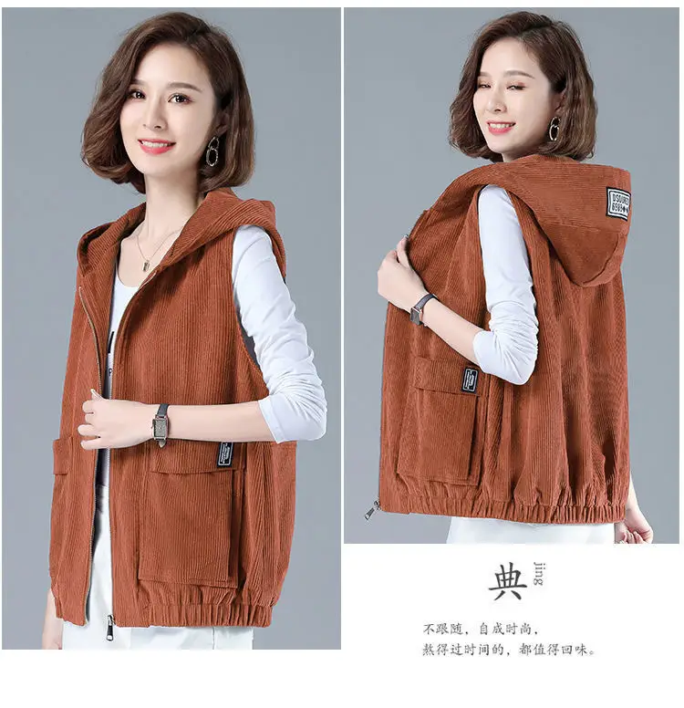 Women Blue Zip Hood Vest Plus Size 2023 — feature 19
