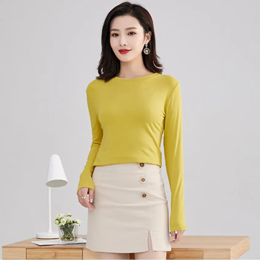 Women Black Long Sleeve Round Neck T-Shirt - Image 2