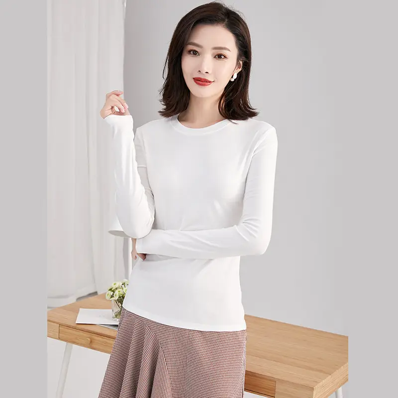 Women Black Long Sleeve Round Neck T-Shirt - Image 4