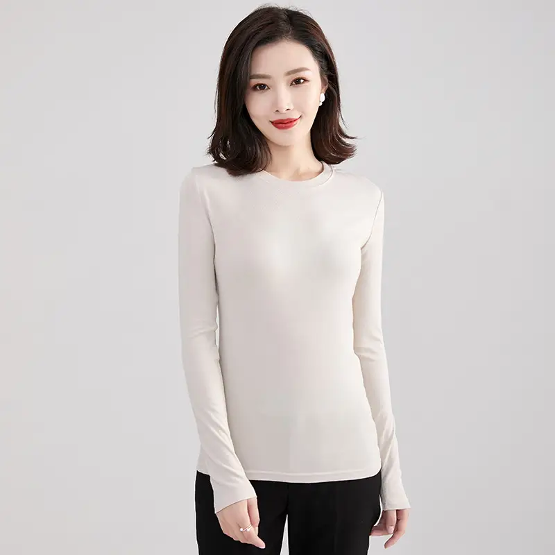 Women Black Long Sleeve Round Neck T-Shirt - Image 5