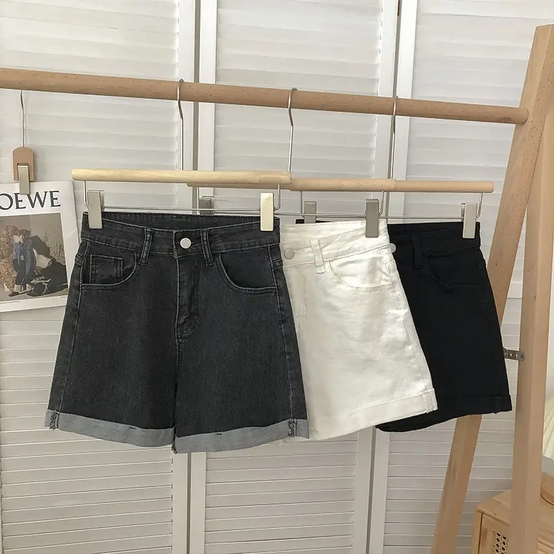 Women High Waist Dark Wash Denim Shorts 2022