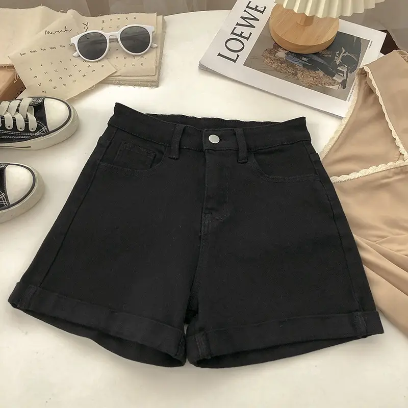 Women High Waist Dark Wash Denim Shorts 2022